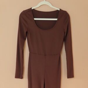 Shien | Brown Long Sleeve Jumpsuit